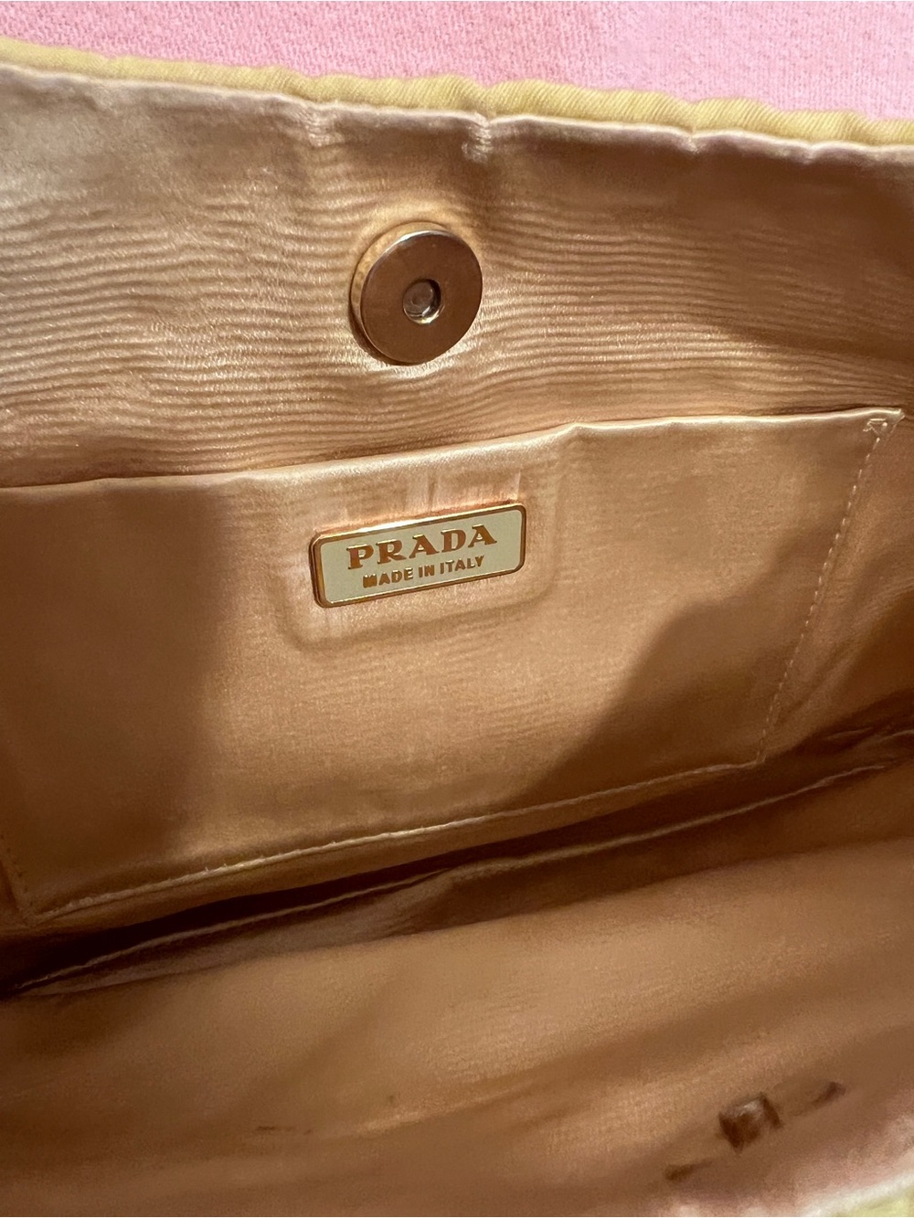 PRADA🌟Neon Yellow/green NO STAINS! Nylon Shoulder Bag. Black leather Prada add - Picture 11 of 13